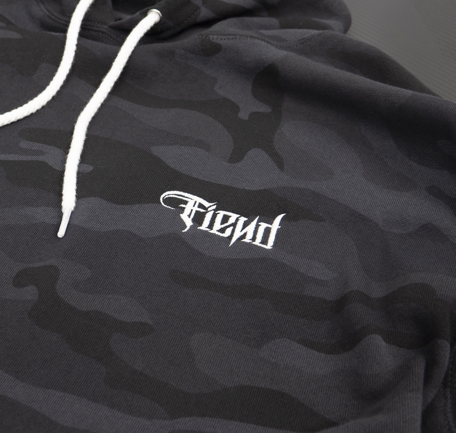 Grimm Fiend Black Camo Hoodie with Embroidered Logo - JDM Fishing